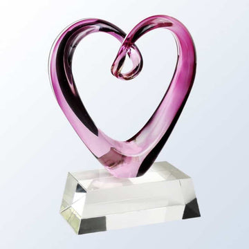 art glass, art glass crystal awards, custom crystal awards, custom awards, abstract awards, glass art, heart award, crystal heart, glass heart art, custom heart award